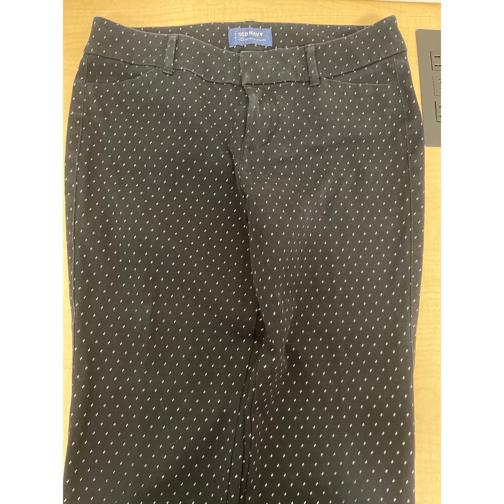 Old Navy Pixie Mid Rise Black White Diamond Polka Dot Ankle Pants Size 6 Regular